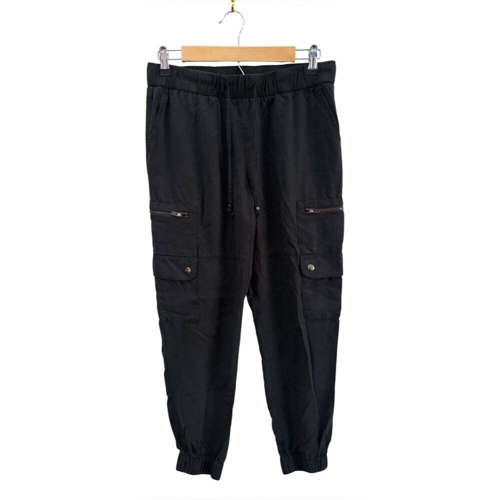 Banana Republic Black Cargo Utility Jogger Pants 100% Lyocell Size Small Travel